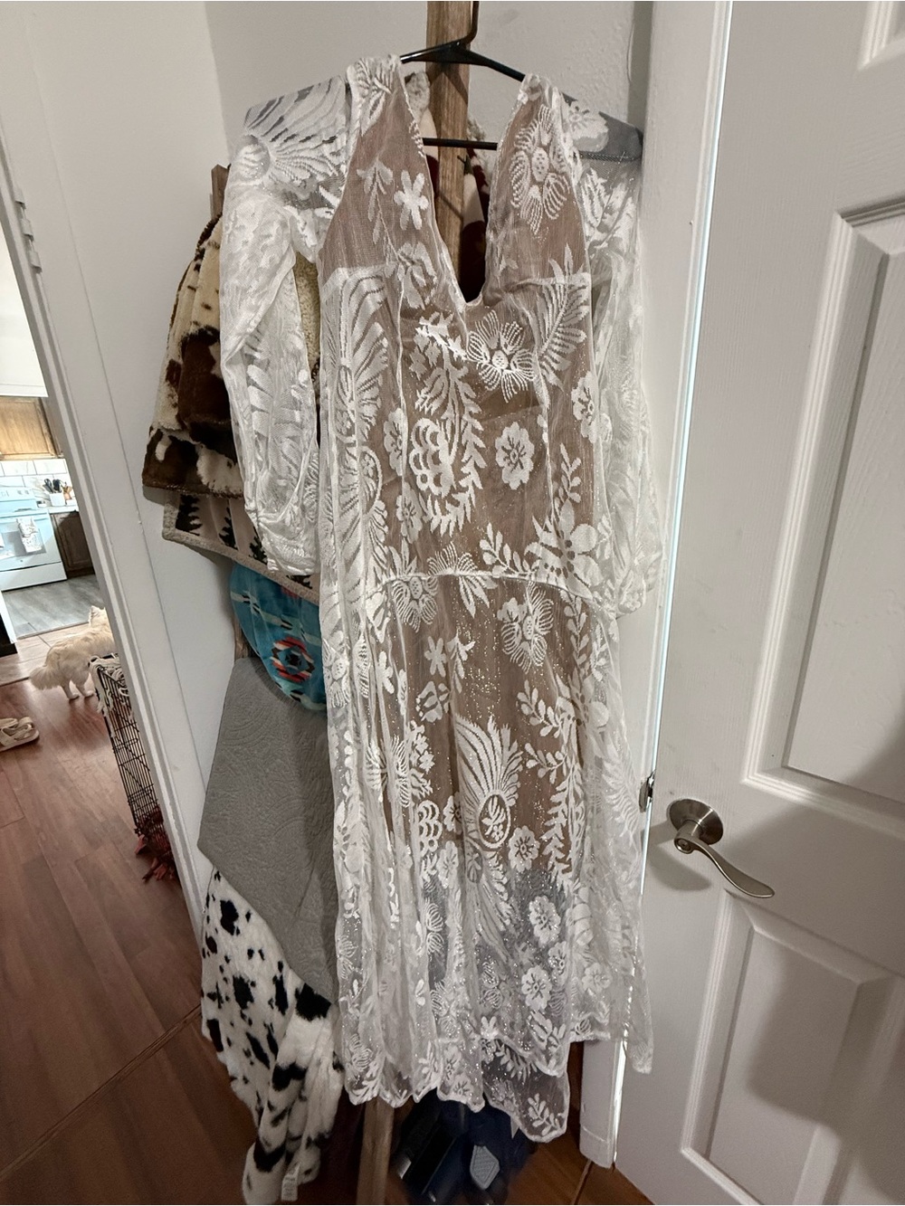 Sheer White Floral Lace Maxi Dress